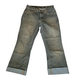 Juniors David Kahn Cropped Denim Jeans Pants Cuffed